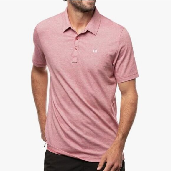 $90 Travis Matthews The Zinna Polo Heather Cardinal Size small - Picture 1 of 5